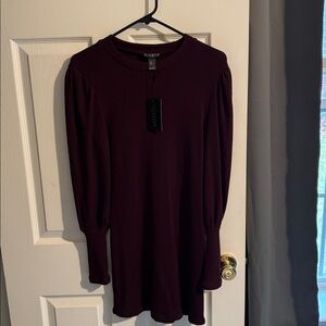 Burgundy/Dark Purple Long Sleeve Dress